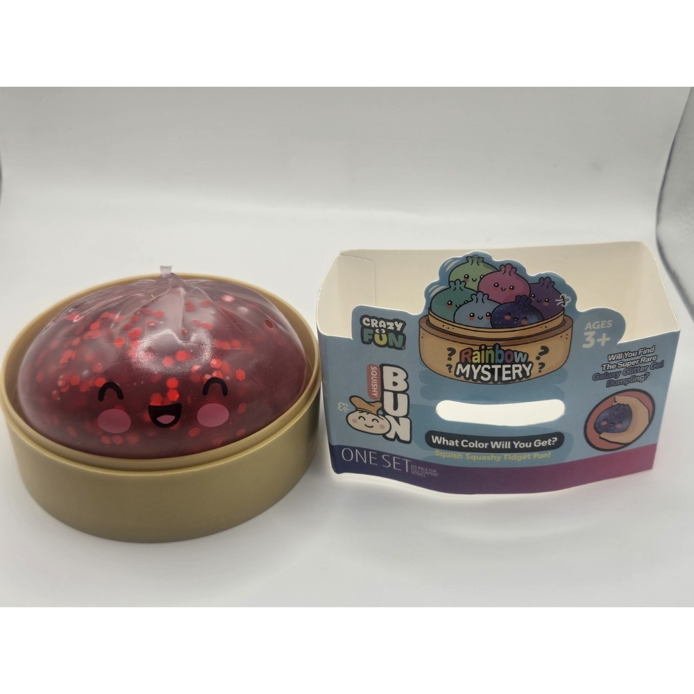 Crazy Fun Rainbow Mystery Squishy Bun Dumpling | Red Glitter - Open But New!